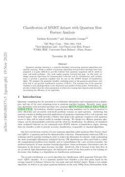 Quantum classification of the MNIST dataset with Slow Feature Analysis