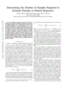 Determining the Number of Samples Required to Estimate Entropy in
  Natural Sequences