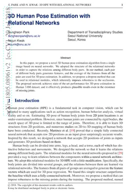 3D Human Pose Estimation with Relational Networks