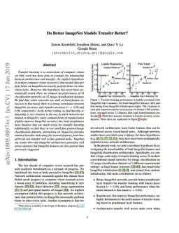 Do Better ImageNet Models Transfer Better?