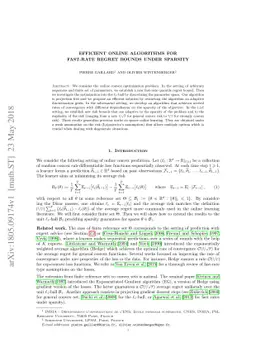 Efficient online algorithms for fast-rate regret bounds under sparsity