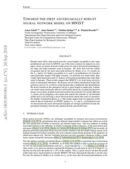 Towards the first adversarially robust neural network model on MNIST