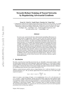 Towards Robust Training of Neural Networks by Regularizing Adversarial
  Gradients