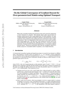 On the Global Convergence of Gradient Descent for Over-parameterized
  Models using Optimal Transport