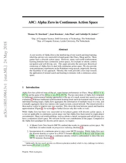 A0C: Alpha Zero in Continuous Action Space