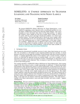 SOSELETO: A Unified Approach to Transfer Learning and Training with
  Noisy Labels