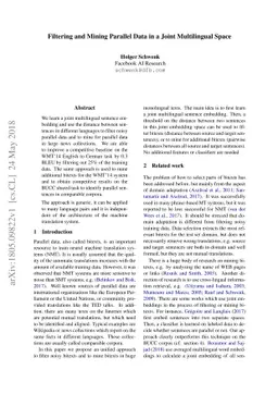 Filtering and Mining Parallel Data in a Joint Multilingual Space