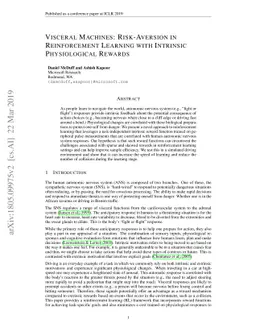 Visceral Machines: Risk-Aversion in Reinforcement Learning with
  Intrinsic Physiological Rewards