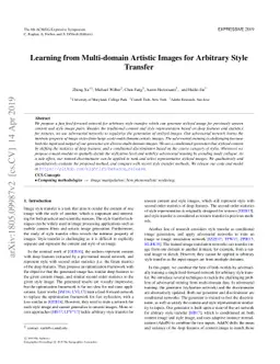 Learning from Multi-domain Artistic Images for Arbitrary Style Transfer