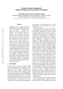 Dynamic Sentence Sampling for Efficient Training of Neural Machine
  Translation