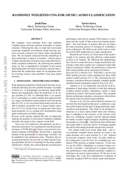 Randomly weighted CNNs for (music) audio classification