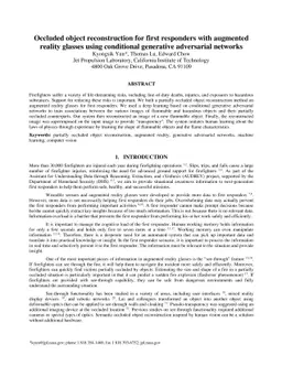Occluded object reconstruction for first responders with augmented
  reality glasses using conditional generative adversarial networks