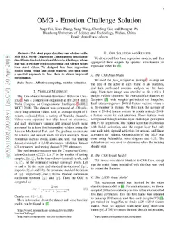 OMG - Emotion Challenge Solution