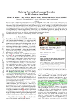 Exploring Conversational Language Generation for Rich Content about
  Hotels