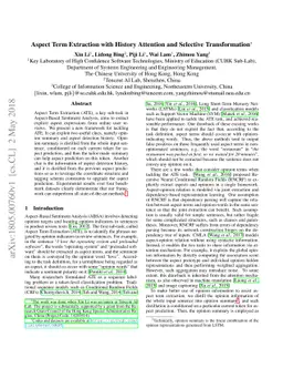 Aspect Term Extraction with History Attention and Selective
  Transformation