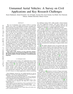 Unmanned Aerial Vehicles: A Survey on Civil Applications and Key
  Research Challenges