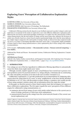 Exploring Users' Perception of Collaborative Explanation Styles