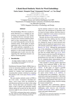 A Rank-Based Similarity Metric for Word Embeddings