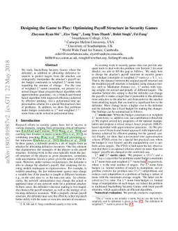 Designing the Game to Play: Optimizing Payoff Structure in Security
  Games