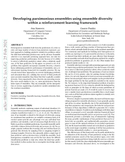Developing parsimonious ensembles using ensemble diversity within a
  reinforcement learning framework
