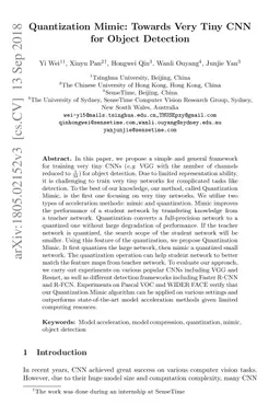 Quantization Mimic: Towards Very Tiny CNN for Object Detection