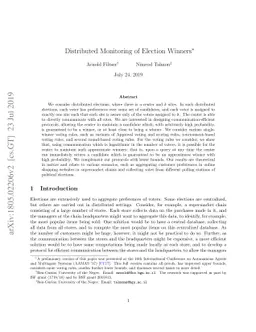 Distributed Monitoring of Election Winners