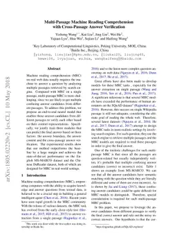 Multi-Passage Machine Reading Comprehension with Cross-Passage Answer
  Verification