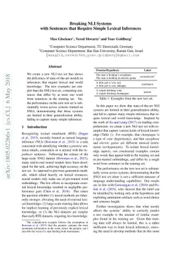 Breaking NLI Systems with Sentences that Require Simple Lexical
  Inferences