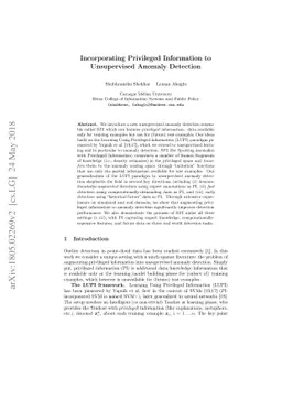 Incorporating Privileged Information to Unsupervised Anomaly Detection