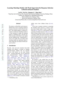 Learning Matching Models with Weak Supervision for Response Selection in
  Retrieval-based Chatbots