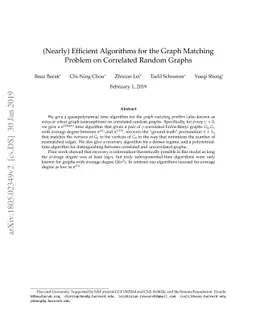 (Nearly) Efficient Algorithms for the Graph Matching Problem on
  Correlated Random Graphs
