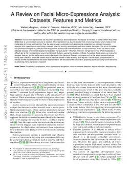 A Review on Facial Micro-Expressions Analysis: Datasets, Features and
  Metrics