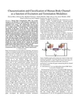 Characterization and Classification of Human Body Channel as a function
  of Excitation and Termination Modalities