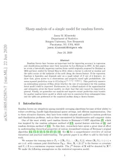 Sharp Analysis of a Simple Model for Random Forests