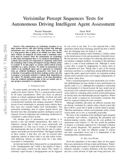 Verisimilar Percept Sequences Tests for Autonomous Driving Intelligent
  Agent Assessment
