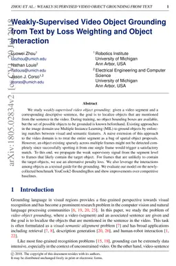 Weakly-Supervised Video Object Grounding from Text by Loss Weighting and
  Object Interaction
