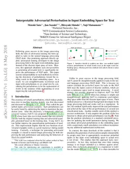 Interpretable Adversarial Perturbation in Input Embedding Space for Text