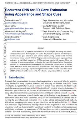 Recurrent CNN for 3D Gaze Estimation using Appearance and Shape Cues
