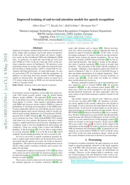 Improved training of end-to-end attention models for speech recognition