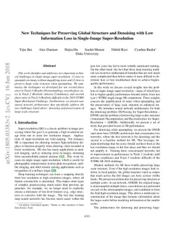 New Techniques for Preserving Global Structure and Denoising with Low
  Information Loss in Single-Image Super-Resolution