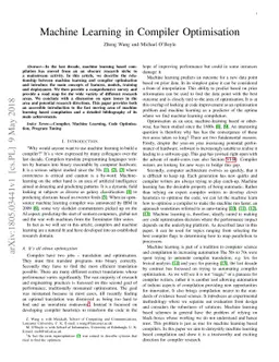 Machine Learning in Compiler Optimisation