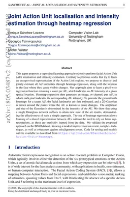Joint Action Unit localisation and intensity estimation through heatmap
  regression