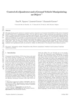 Proofs of Control of a Quadrotor and a Ground Vehicle Manipulating an
  Object