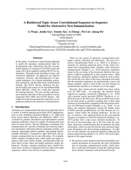 A Reinforced Topic-Aware Convolutional Sequence-to-Sequence Model for
  Abstractive Text Summarization