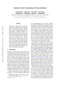 Automatic Article Commenting: the Task and Dataset
