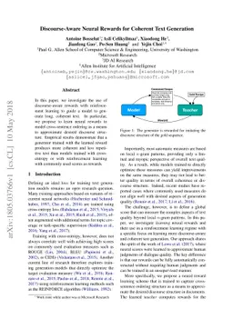 Discourse-Aware Neural Rewards for Coherent Text Generation