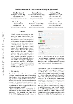 Training Classifiers with Natural Language Explanations