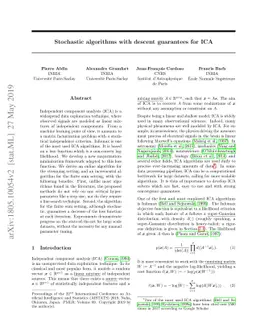 Stochastic algorithms with descent guarantees for ICA