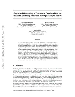 Statistical Optimality of Stochastic Gradient Descent on Hard Learning
  Problems through Multiple Passes