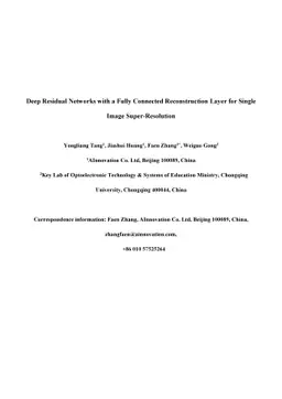 Deep Residual Networks with a Fully Connected Recon-struction Layer for
  Single Image Super-Resolution